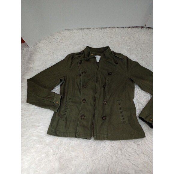 Sonoma Women’s Size Large Hunter Green Zip/ Button Down Jacket - Picture 2 of 8